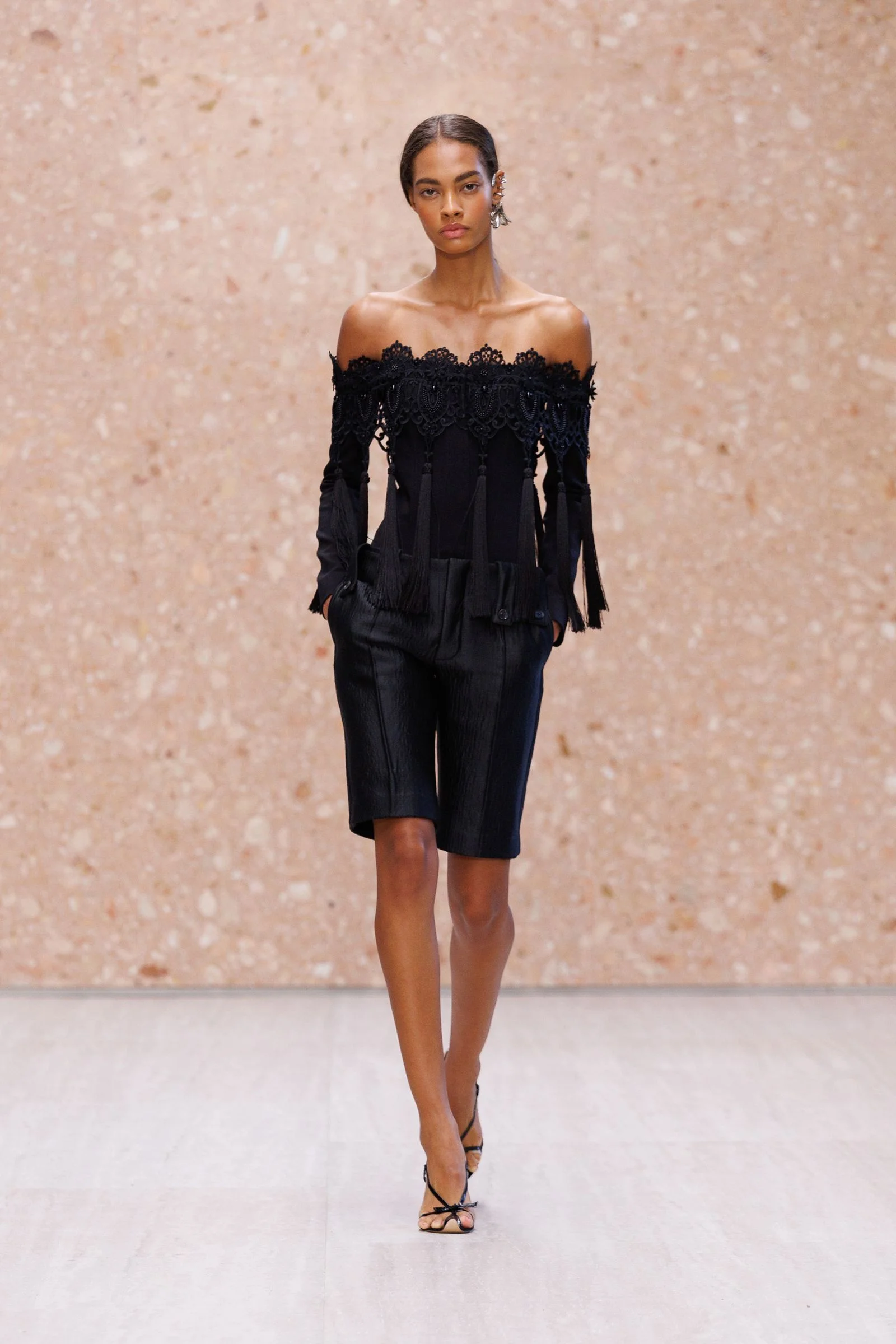 Image may contain Micaela Reis Clothing Dress Adult Person Formal Wear Evening Dress Fashion Shorts and Runway